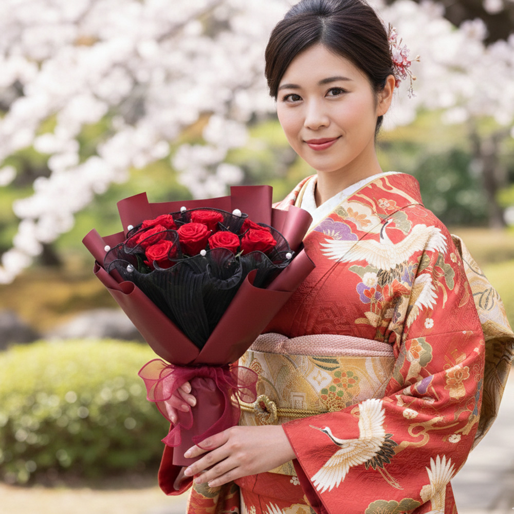 誓い－frill(フリル)ー/12本赤バラの花束 プリザーブドフラワー