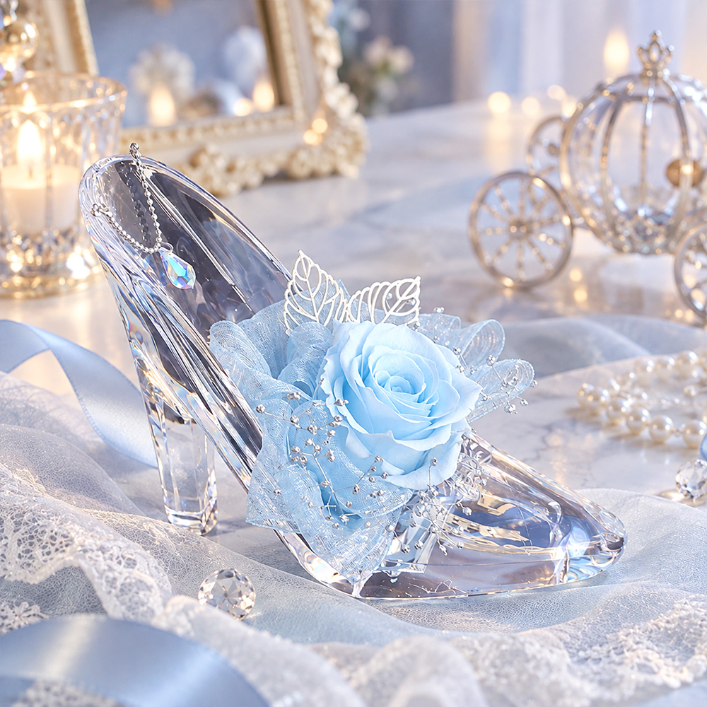 ハイヒールCrystal-(ブルー) /ガラスの靴のプリザーブドフラワー