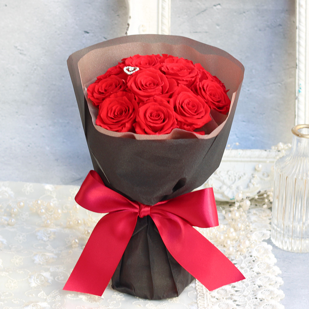 プロポーズ-ボヌール-(レッド)-12本のバラ花束-/プリザーブドフラワー