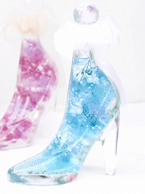 ガラスの靴 ブルー ハーバリウム 送料無料 プリザーブドフラワーの通販は大阪の専門店フルールドゥマカロン