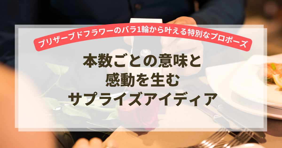 プリザーブドフラワーのバラ1輪から叶える特別なプロポーズ｜本数ごとの意味と感動を生むサプライズアイディア