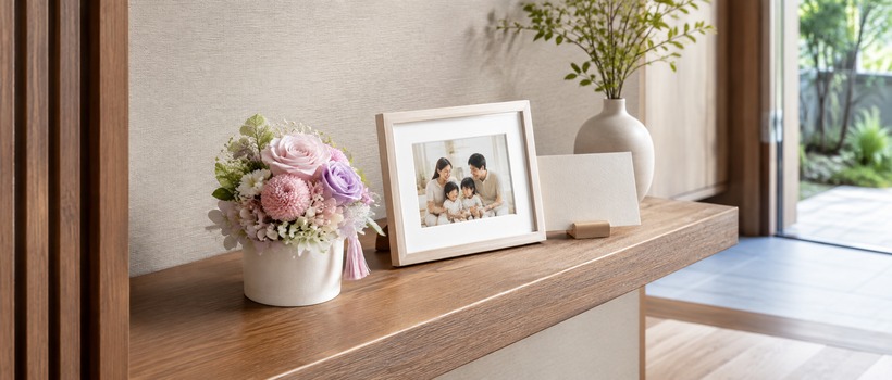 写真とメッセージを添えた敬老の日の記念品