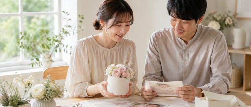 祖父母への敬老の日ギフトを選ぶ様子