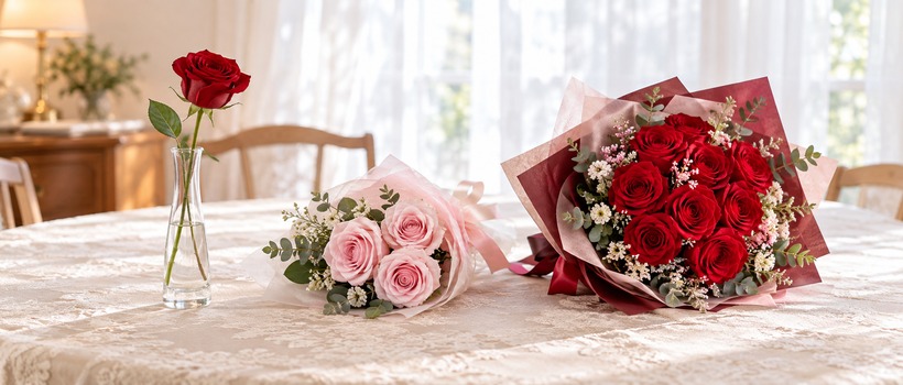 いい夫婦の日に贈る本数の異なるバラの花束